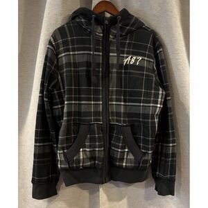 Aeropostale Faux Fur Lined Plaid Zip Up Jacket Skate Grunge Size Medium Y2K